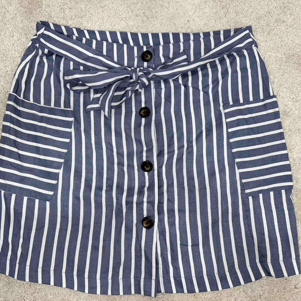 CUTE HIGH WAISTED STRIPED SKIRT WITH BELT